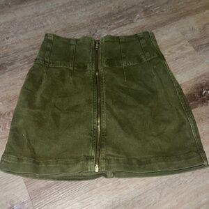 Free People Green Zip Up Skirt